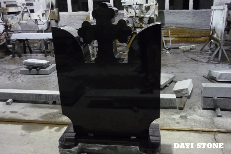 Black Granite Cross Upright Headstones - Dayi Stone